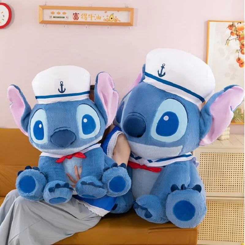 

35-100cm Disney Lilo & Stitch Navy Sailor Stitch Soft Plush Doll Interstellar Baby Cartoon Plush Toy Cute Pillow For Kids Gifts