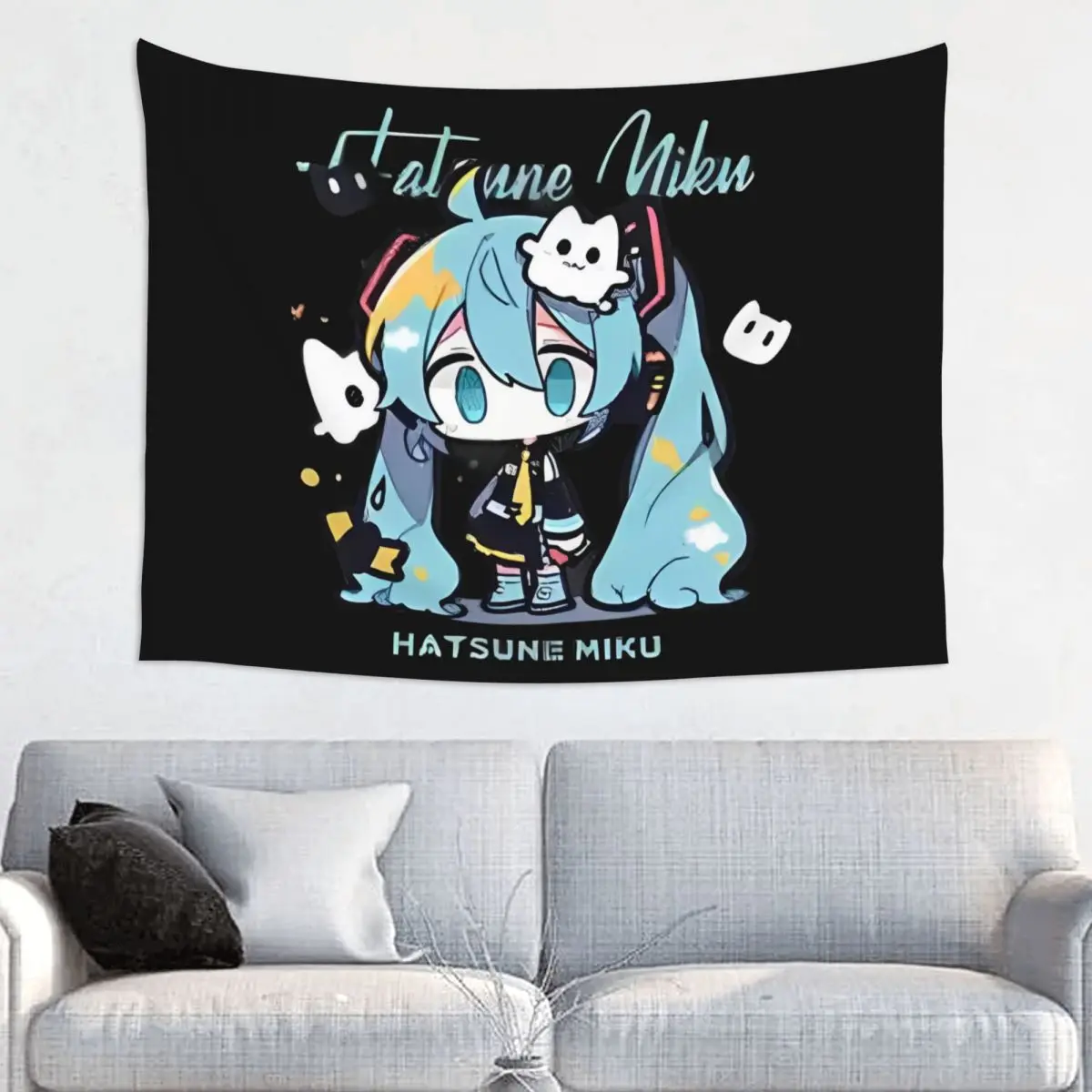

Hatsune Miku Anime Tapestry Wall Hanging Hippie Tapestry Throw Rug Blanket Home Decor for Living Room Bedroom Wall Cloth