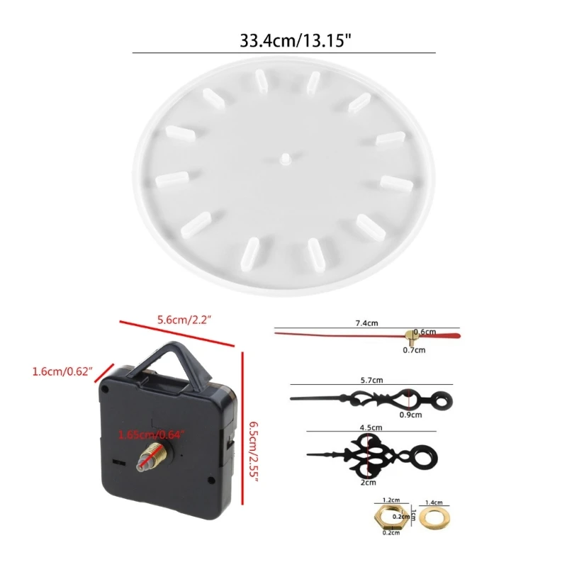 ZB91 Grote klok hars mal ronde klok siliconen mal muur hangende mal met aanwijzer voor epoxy DIY ambachten sieraden maken