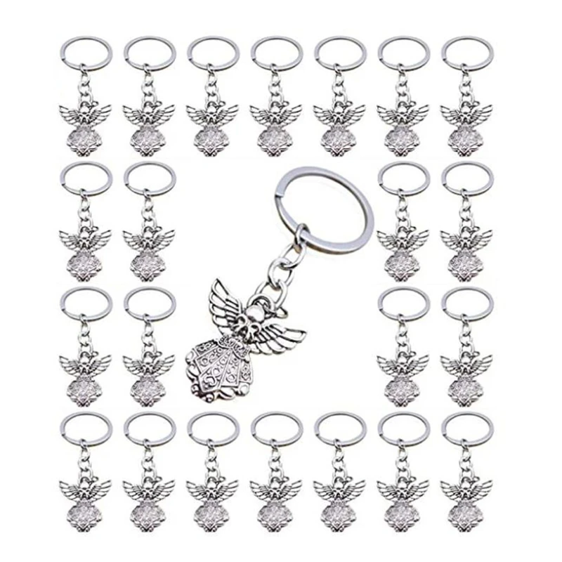 Y1UB Guardian Angel Keychains Set of 30 Metal Zinc Alloy for Creative Mini for Key Chain for DIY Home Baby Shower Festival Pa