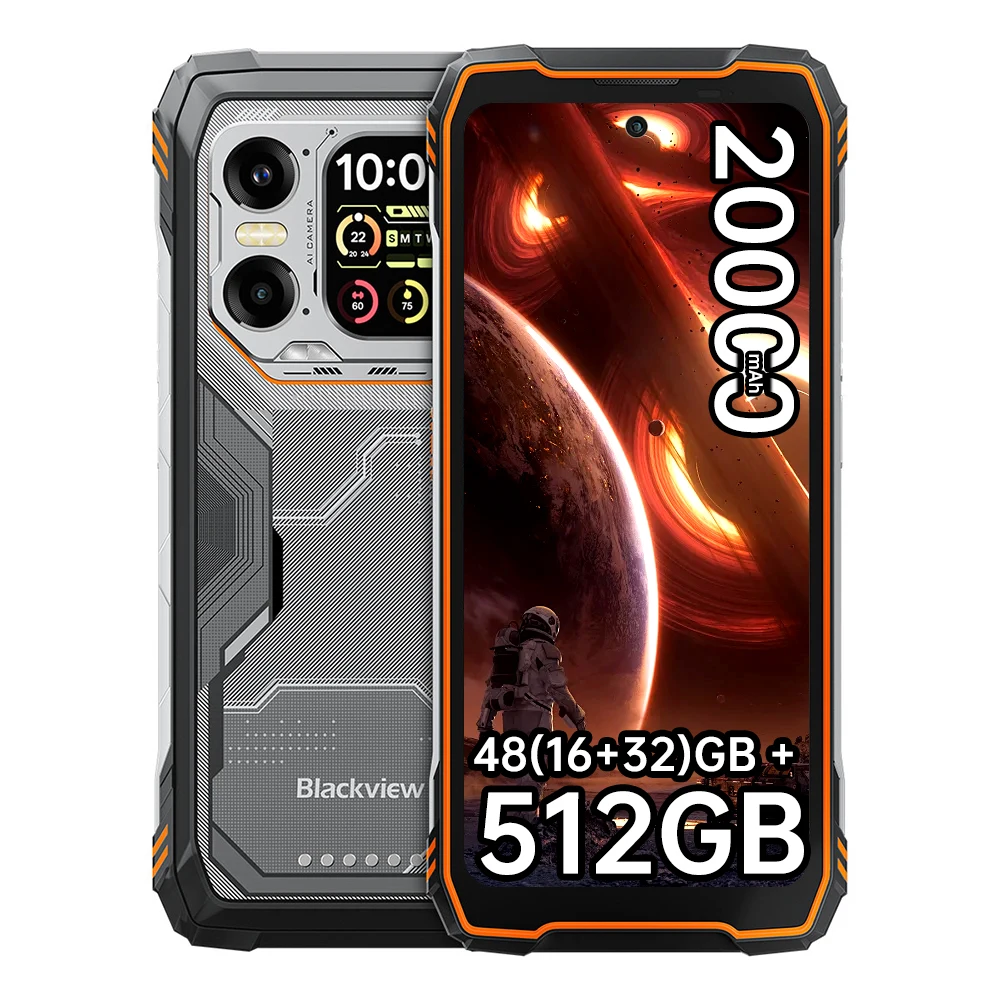 Blackview XPLORE 1 [Zonder EU-lader] Robuuste Smartphone 5G 20000mAh 45W 48(16+32)GB + 512GB 6.78'' 2.4K Mobiele Telefoon Android 15