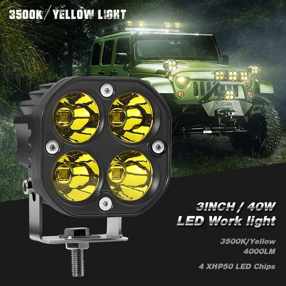 3 inch Mini led work light Square Car Yellow White Spotlight 12V 24V off road fog lamp For Lada Truck 4X4 4WD Car accessorie