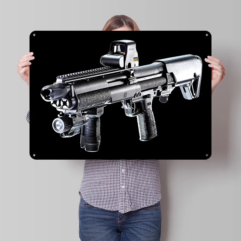 MILITARY SHOTGUN 3D Printed Texture Poster Personalized Wall Art Retro Metal Tin Signs for Home Decoration Garage Decorations