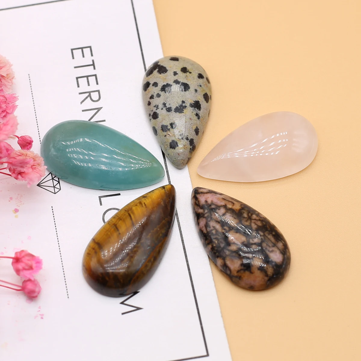10PCS/bag Natural Semi precious Stone Droplet Shaped Cabochon Beads Jewelry Making DIY Necklace Ring Earring Accessories Gift