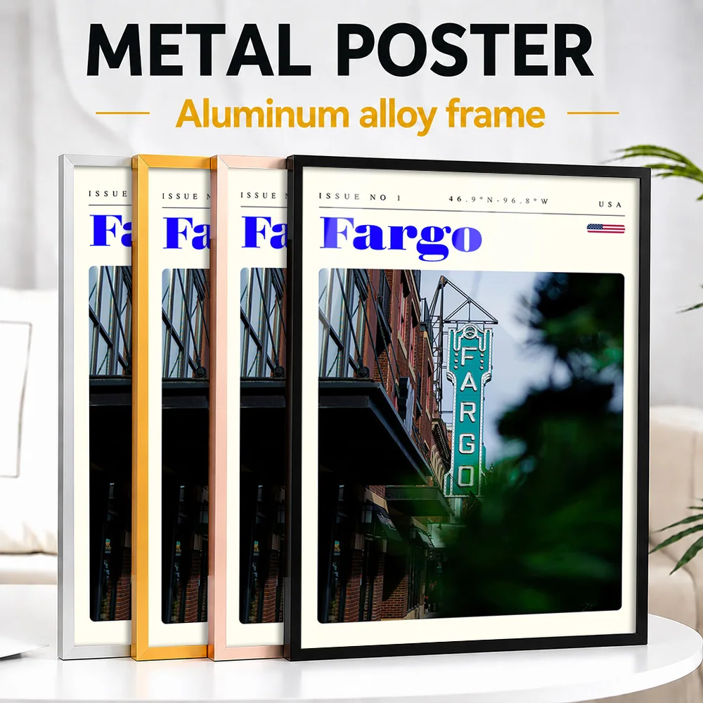 Fargo North Dakota Cityscape Framed Metal Poster Personalized Scenic Tribute Wall Art Perfect Within Office As Traveler Gift