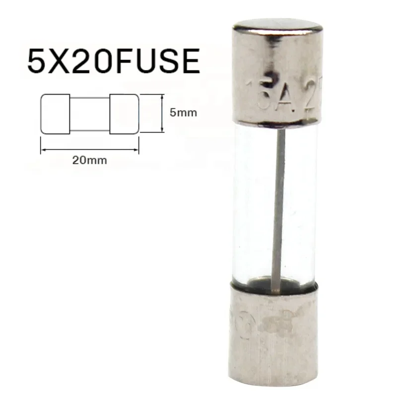 5x20mm 250V 15A Fast Blow Glass Tube Fuses（1Pack）