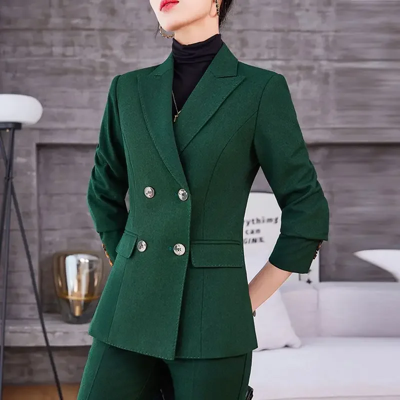 

Insozkdg Suit Coat Women Two Piece Pants Sets Suit Fashion Casual Pocket Office Design Women's Jacket + Pants 2024 New Autumn