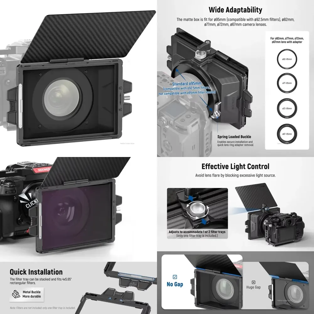NEEWER Mini Matte Box with Carbon Fiber Flag 4
