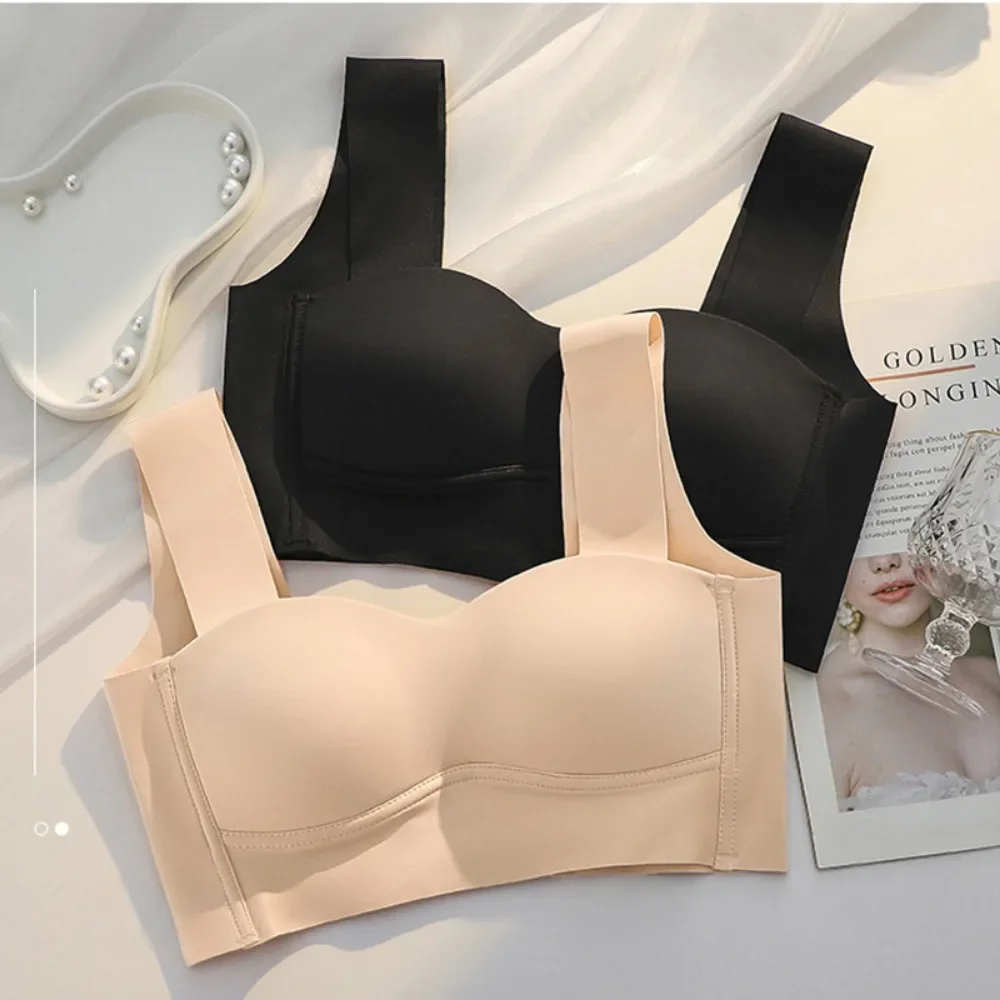 Women Seamless Ice Silk Bra Removable Chest Pad Lifting Bralette Underwear No Steel Ring Breathable Push Up Yoga Vest Bras