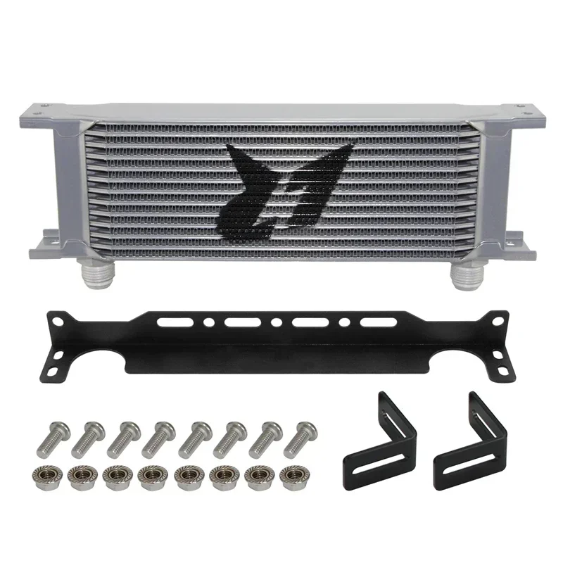 Black/Silver Aluminium AN10 13 Row Oil Cooler  Engine Transmission Mocal Style Universal+Mounting Bracket