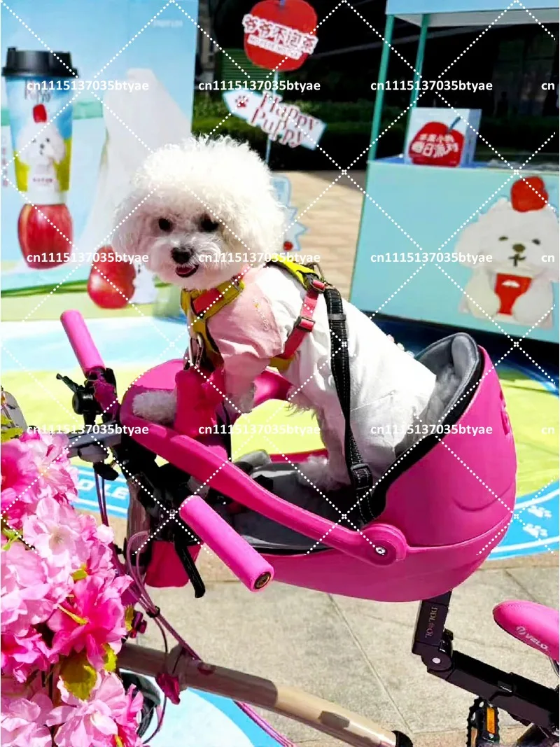 Pet Bike Basket Seat for Small Dogs Cats, Safe Bicycle Carrier with Comfortable Cushion, Outdoor Riding Accessories