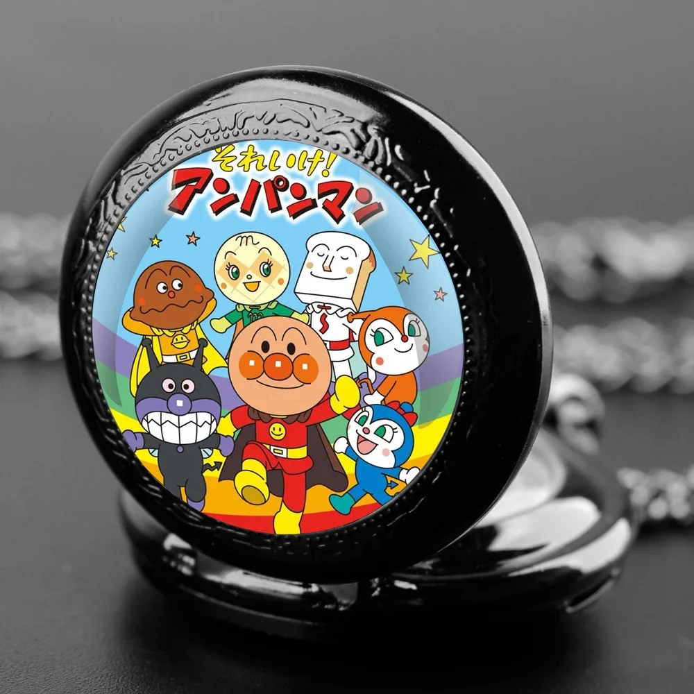 Cartoon Design Glass Dome Quartz Pocket Watch with Arabic Numerals Dial Durable Chain Perfect For Gifts