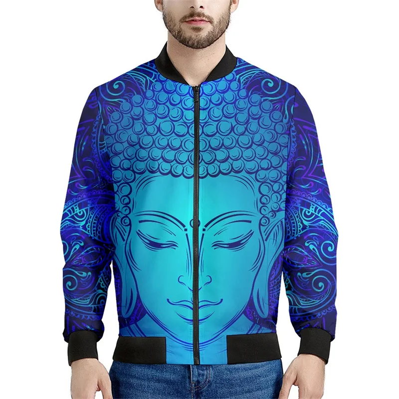 Buddha Statue Mandala Jacket Men 3d Printed Zipper Coat Casual Street Zip Up Jackets Women Tops Spring Autumn Bomber Sweatshirt