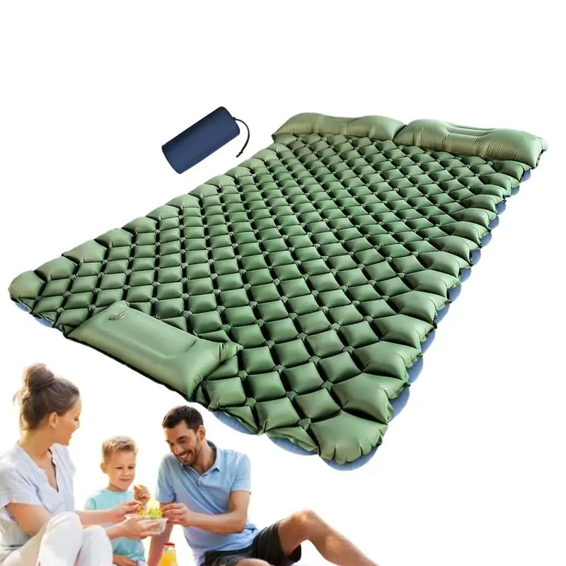 

Double Sleeping Pad Sleeping Mattress With Pillow Built-in Foot Pump Comfort Sleeping Mat For Camping Backpacking Hiking