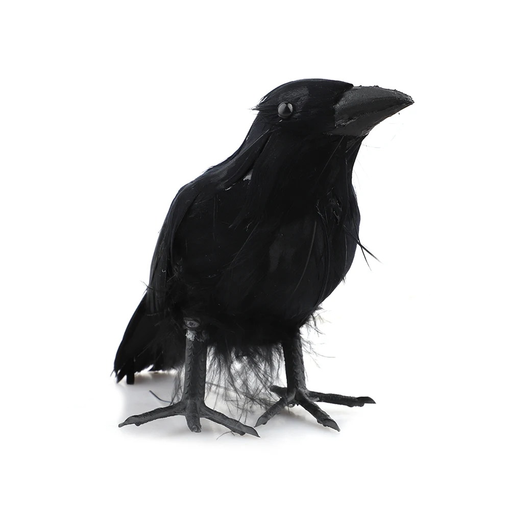 3Pcs Hunting Simulated Black Feathered Crow Halloween Decor Scary Prop Outdoor Scarecrow Garden Yard Pest Repeller Decoy