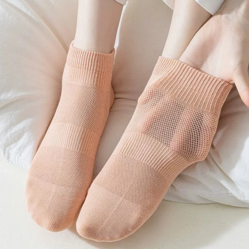 5 Paar Damensocken Frühling Sommer Neue Gekämmte Baumwolle Einfarbig Modisch Komfortabel Hochwertige Damensocken – Detail 9