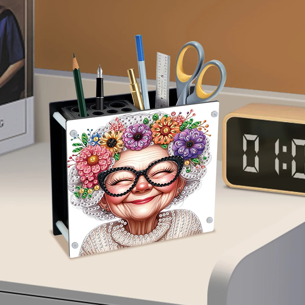 Acrylic Special Shaped Diamond Painting Pencil Holder DIY Diamond Painting Pen Holder Kit Diamond Art Pencil Holder for Aldults