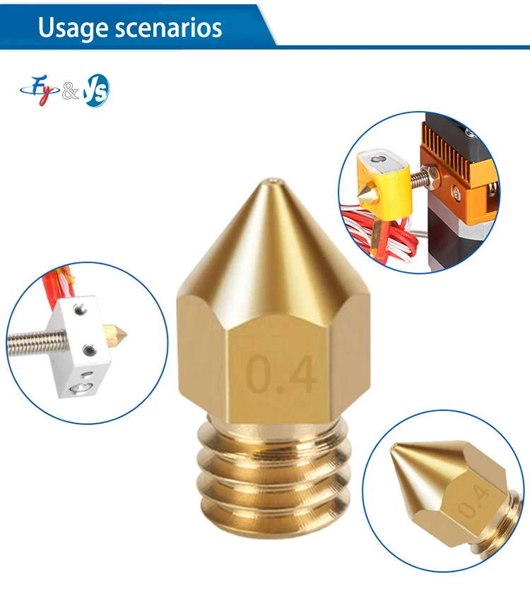 10Pcs High Precision MK8 Pointed Brass Nozzle J-Head Extruder Nozzle For 3D Printer 1.75mm Filament Print Head Parts