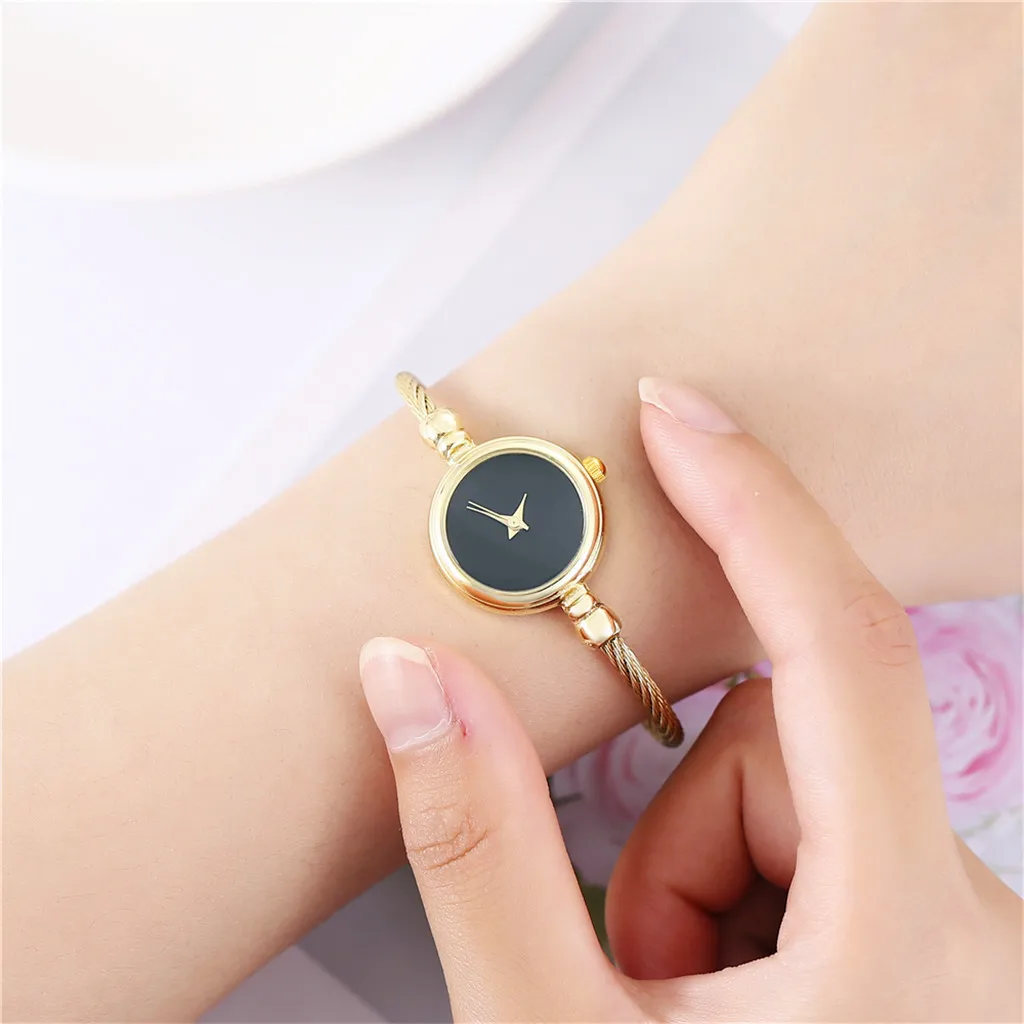 Relojes de pulsera de cuarzo a la moda para mujer, pulsera pequeña de esfera redonda, de lujo, regalos