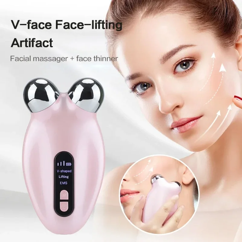 Facial Massager Microcurrent Roller EMS Device For Face Lifting Skin Tighten Rejuvenation Anti Wrikle Double Chin Remover care