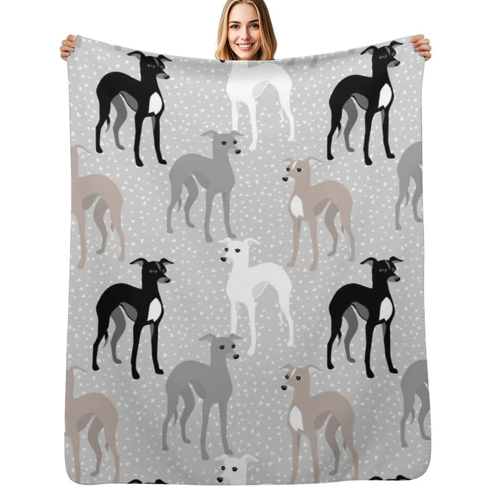 Whippets or Italian Greyhounds Throw Blanket Plush Decorative Throw Luxury Brand Camping Soft Plush Plaid Thin Blankets
