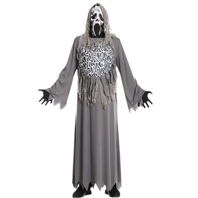 Uomini Halloween Ghost Soul Reaper costumi spaventosi Adult Death Cosplay Carnival Purim Parade Masquerade Role Play Show Party Dress