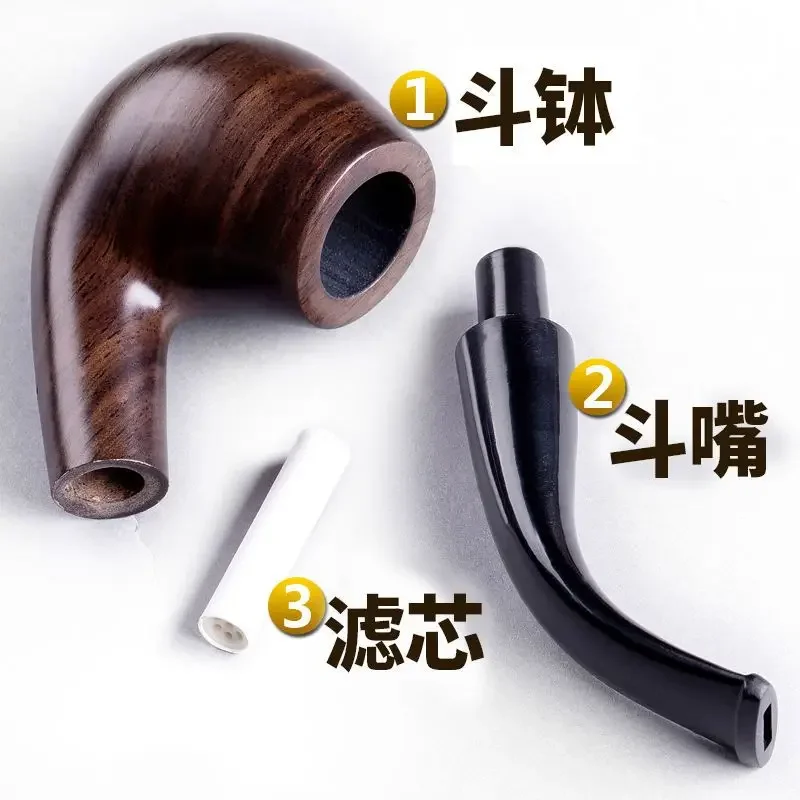 Handmade Solid Wood Old-fashioned Dry Tobacco Portable Sandalwood Smoke Pot Accessories for Men's Filter Cigarette Stems