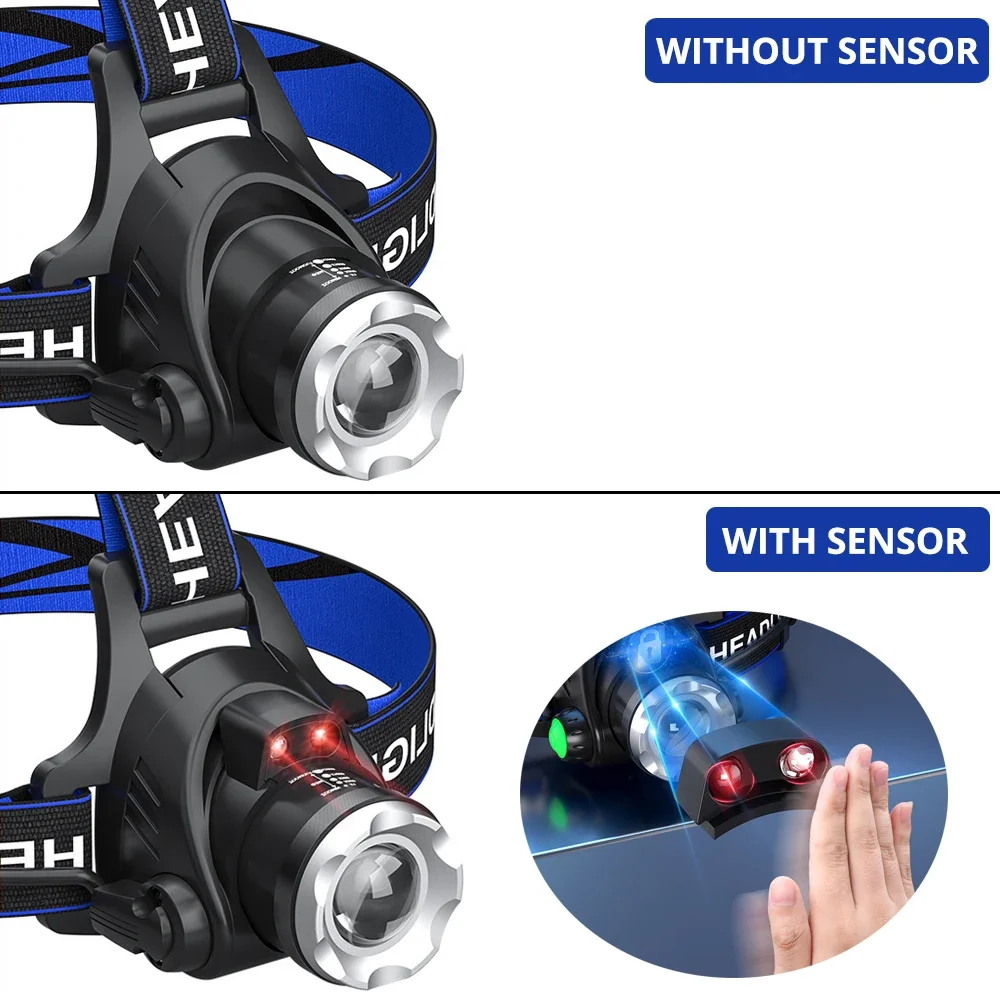 T6 Led Headlamp Fishing Head Lamp 3 Modes Zoom Lamp Waterproof Super Bright Camping Light Powered By 2x18650 Batteries