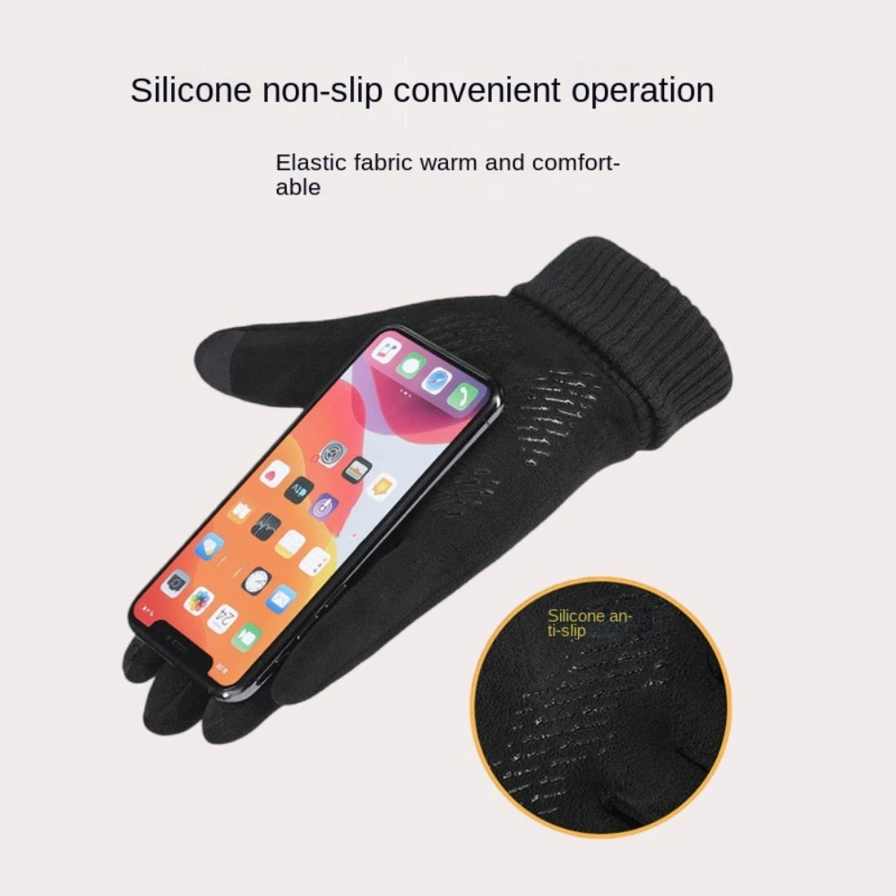 

Модные перчатки из замшевой ткани с сенсорным экраном, утолщенные однотонные перчатки с длинными пальцами, теплые ветрозащитные мужские велосипедные перчатки, зима-осень