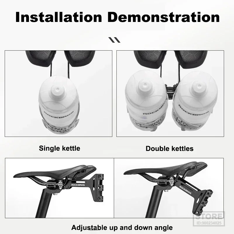 

ROCKBROS Double Cup Bicycle Water Bottle Cage Saddle Extension Holder Cycling Kettle Brackets MTB Road Bike Accessories Parts