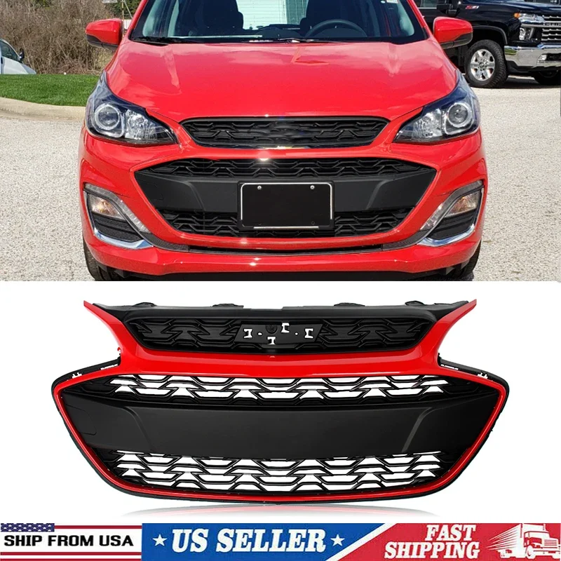 

Front Bumper Grille Modified Grill Replace For Chevrolet Spark 2019-2022 Front Upper Grille Hood Grills Radiator Grill Assembly