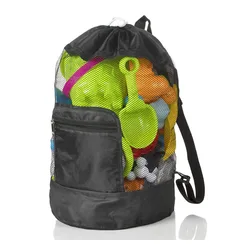 Bolsa de almacenamiento de juguetes de gran capacidad para niños, bolsa de malla plegable para playa, organizador de viaje, mochila de almacenamiento de red portátil