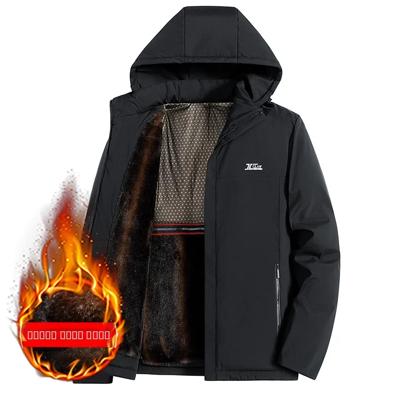 

Мужская утепленная куртка с капюшоном на молнии, ветрозащитная, теплая, для активного отдыха, осенне-зимняя, модная, с декоративными элементами, длинная, из хлопка