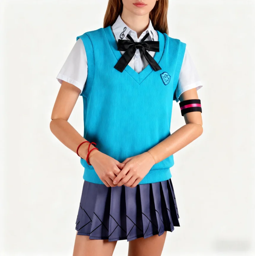 Virtual Idol Cosplay Outfit for Miku Hatsune 16th Anniversary, Anime JK Uniform, Blue, Sweet and Cute Role-playing Costume Set