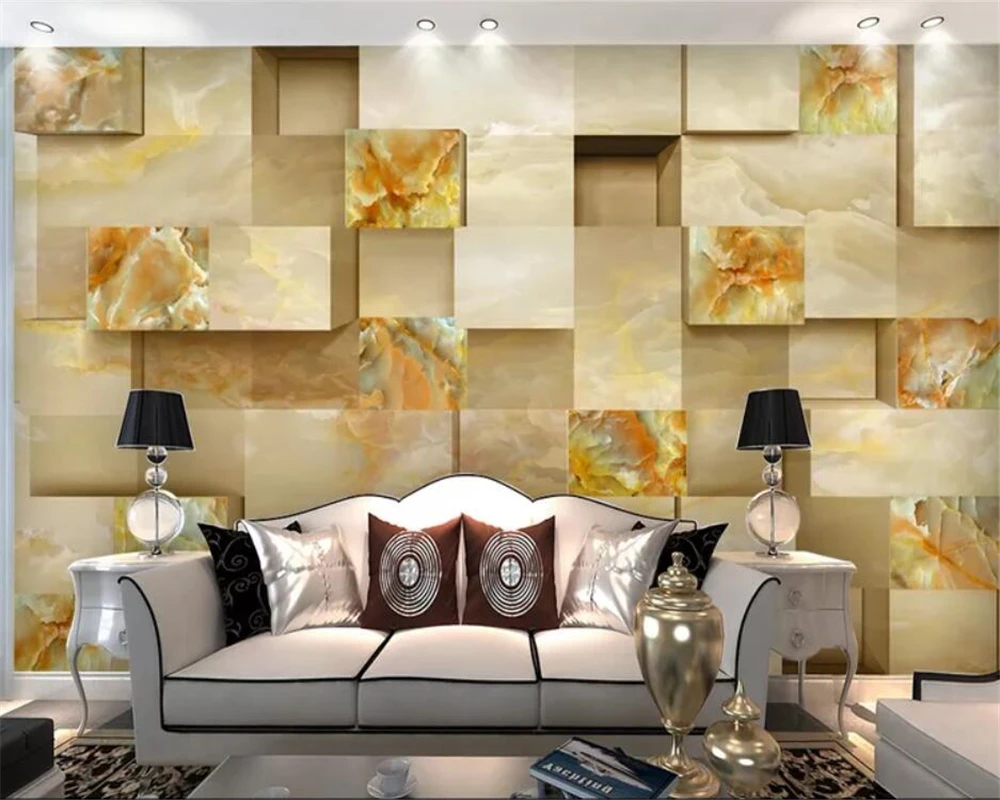 

Custom wallpaper 3d photo murals papel de parede stereo jade background wall living room bedroom geometric decoration wallpaper