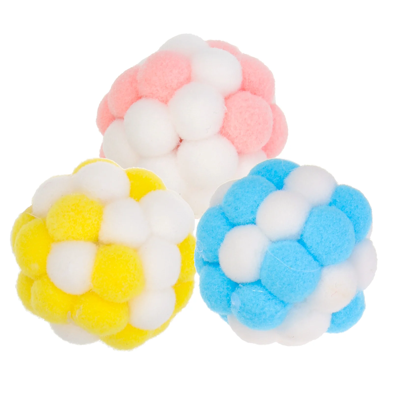 3 Pcs Cat Toy Self Diversion Balls Plush for Indoor Cats with Bell Kitten Toys