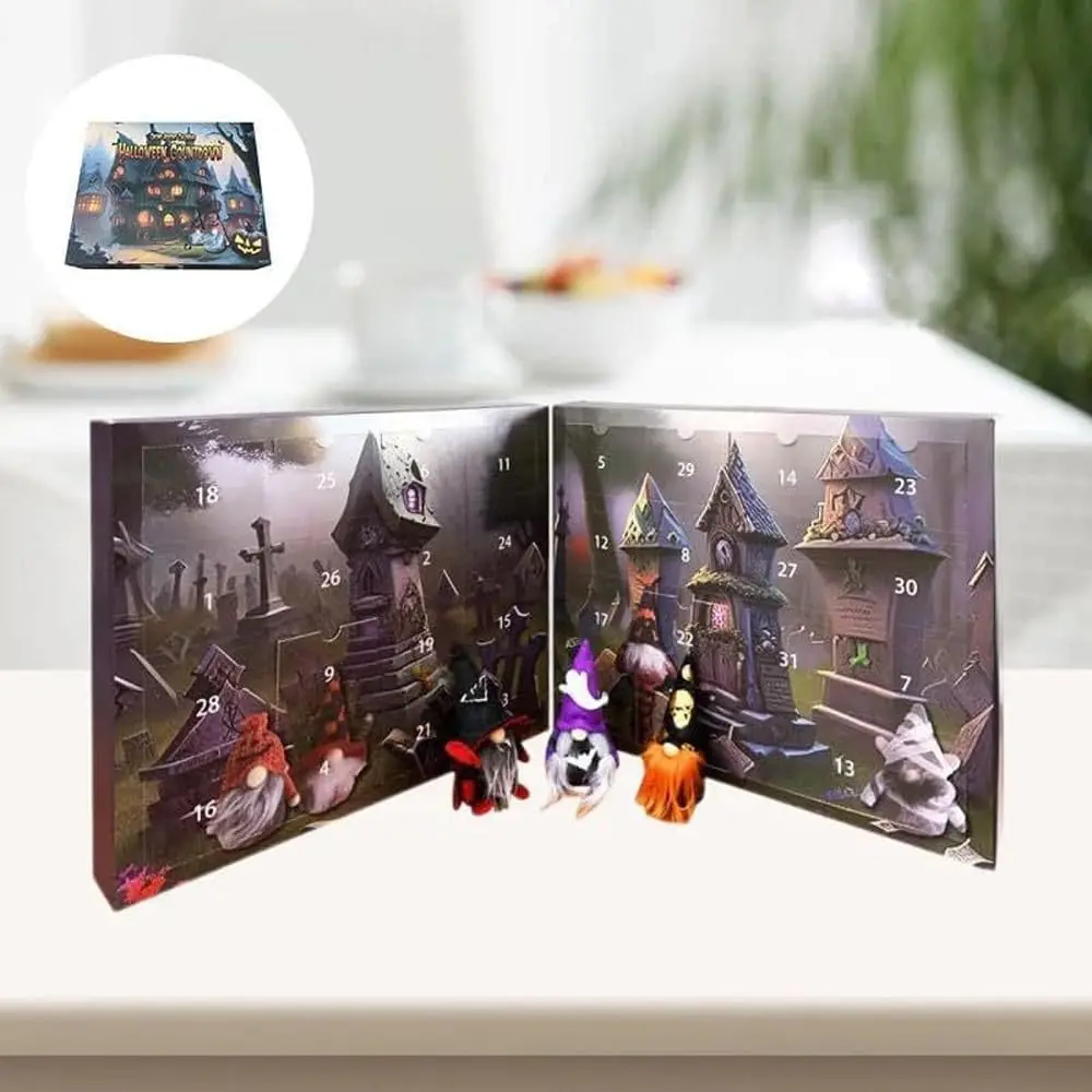 Calendrier de l'Avent de Noël et d'Halloween, Édition Spéciale, Modèle 3D, Calendrier de Vacances, Collection de Cadeaux Pop, Ornements, 24 Poches, 2024