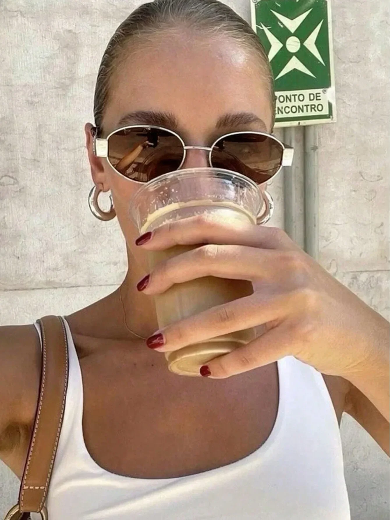 

1pc Oval Metallic Small Round Fashion Fashion Glasses For Summer Beach Vacation,Outdoor,Travel