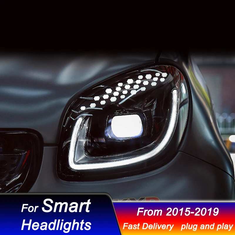 المصابيح الأمامية للسيارة لمرسيدس بنز الذكية 2015-2019 نمط جديد كامل LED رئيس مصباح ترقية DRL إشارة ديناميكية مجموعة الضوء الأمامي