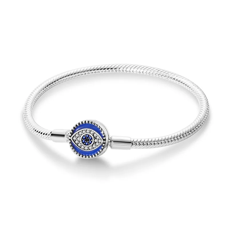 New 925 Silver Creative Mysterious Eye Women's Festival Gift Love Heart Feather Faith Bracelet Fashion Lover DIY Charm Jewelry