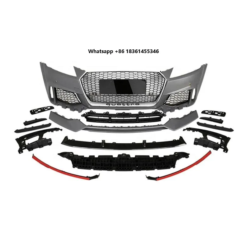 

For TT TTS Body Kit 2015 2016 2017 2018 PP S Material TTRS Bodikits Front Bumper With Honeycomb Grill