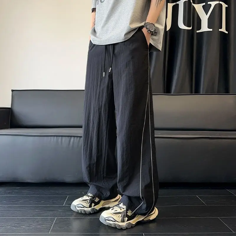 

Wrinkle Trousers for Men Xxxl Baggy Polyester Cheap Streetwear Designer Clothes Harajuku Fashion Vintage New in Casual Pants Man