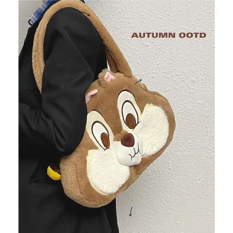 Disney Chip Dale Anime Plush Children's Backpack Cute Girls Cartoon Handbag Large Capacity Tote Bag Christmas Gift