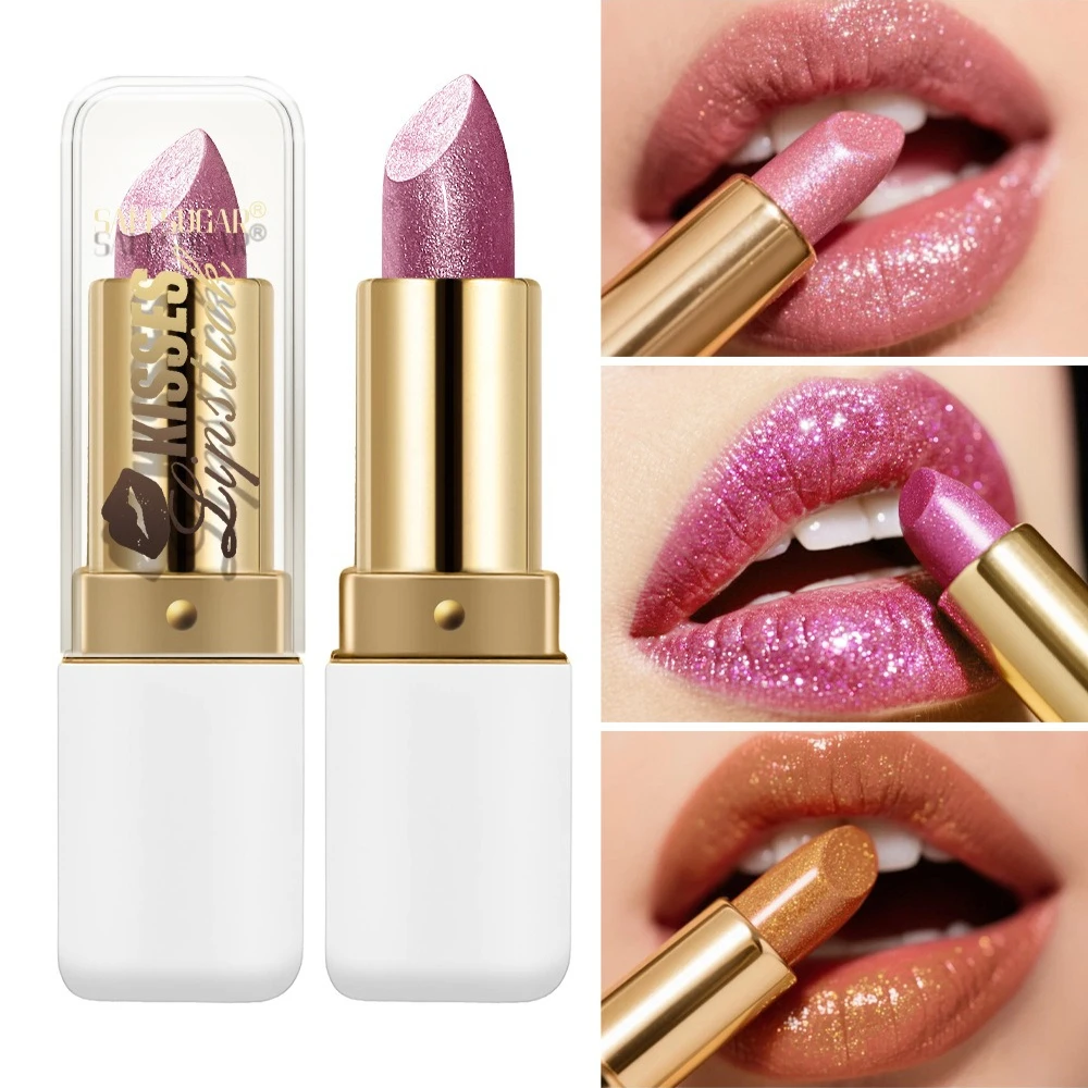 Pearlescent Lipstick Waterproof High Intensity Shimmer Hydrating Formula Long Lasting Wear for Daily Use Stage Party Makeup
