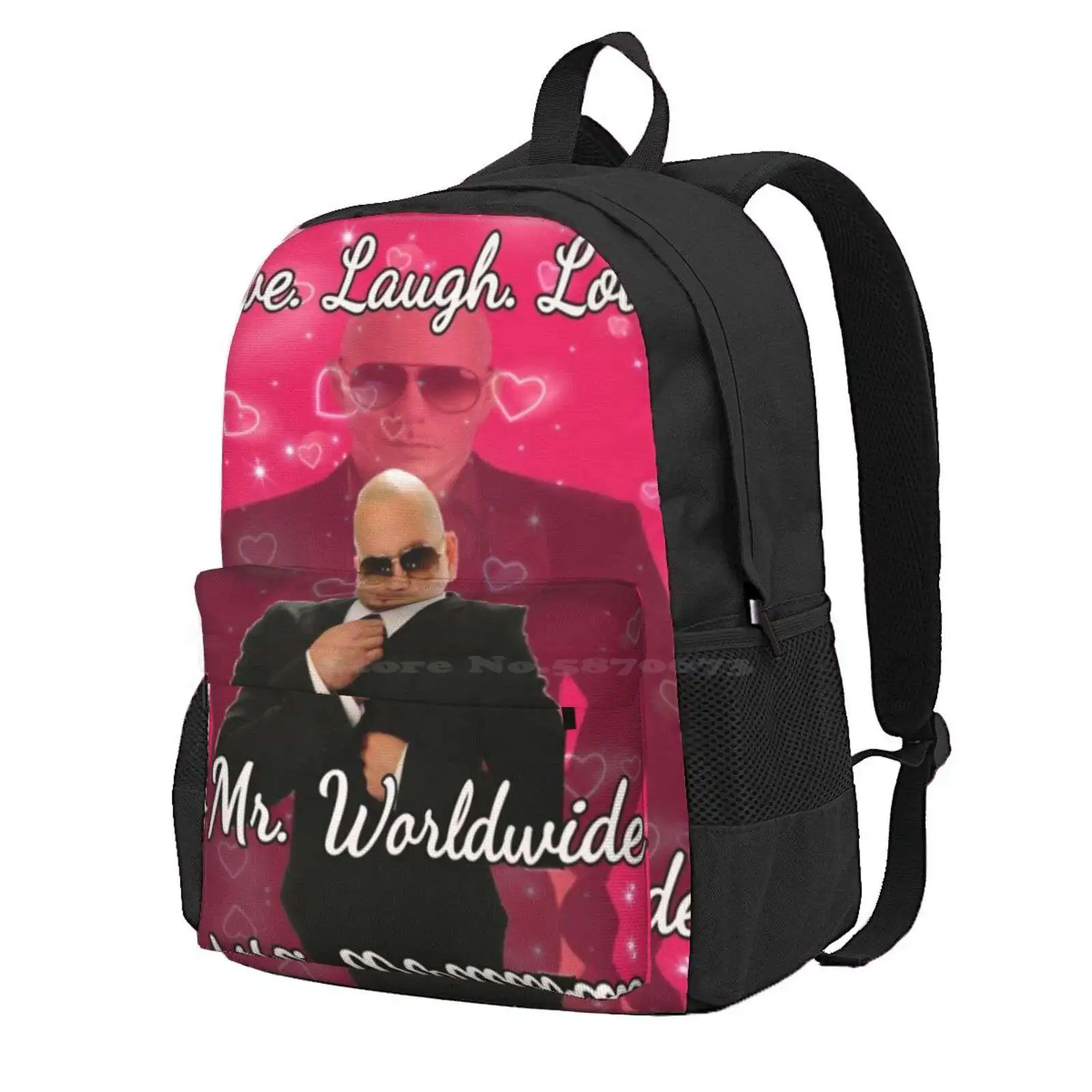 

Mr Worldwide Live. Laugh. Love. Hot Sale Schoolbag Backpack Fashion Bags Mr Worldwide I Brake For Funny Bumper Pitbulls