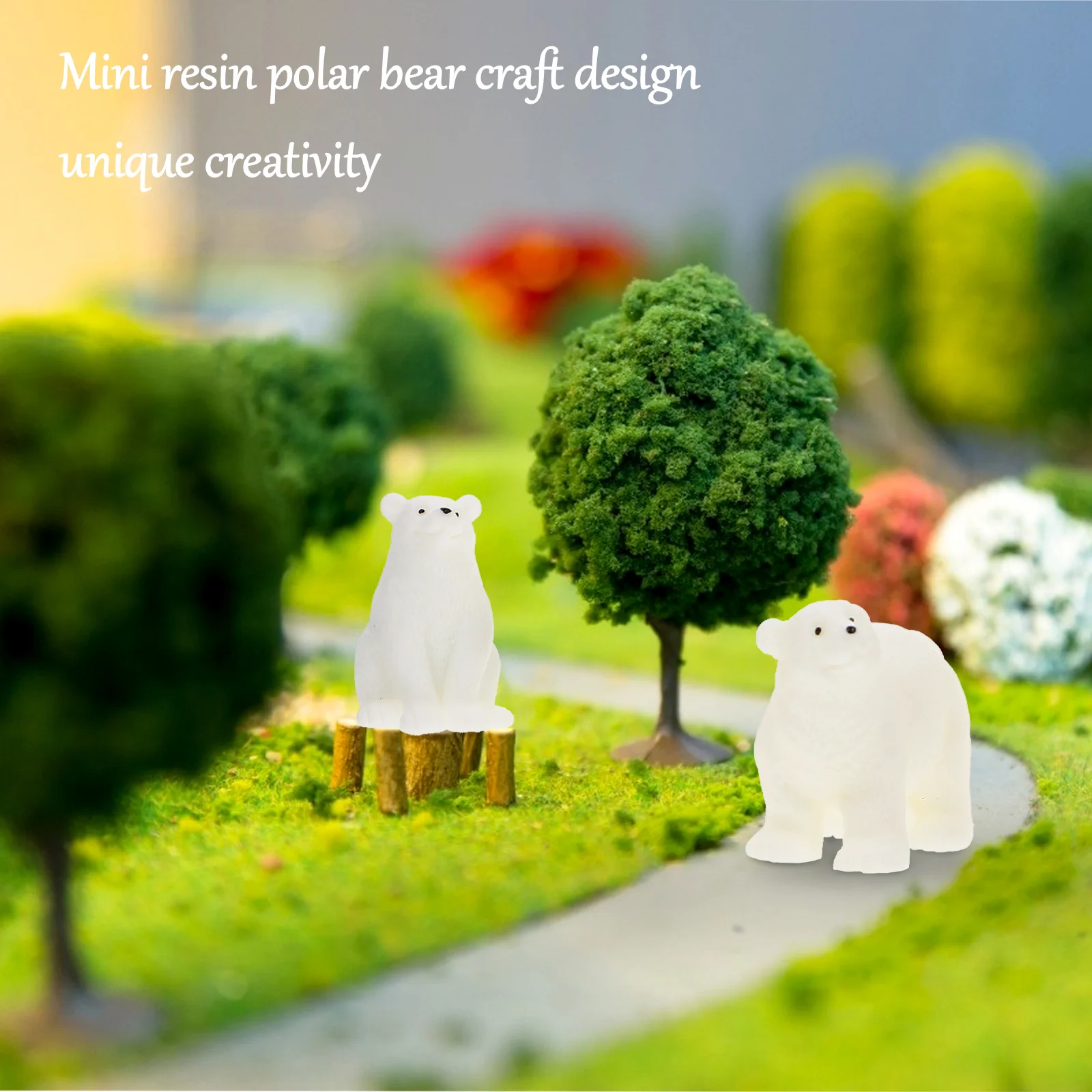 Polar Bear Model Animals Statue Ornaments Adornments White Decor Desktop Models