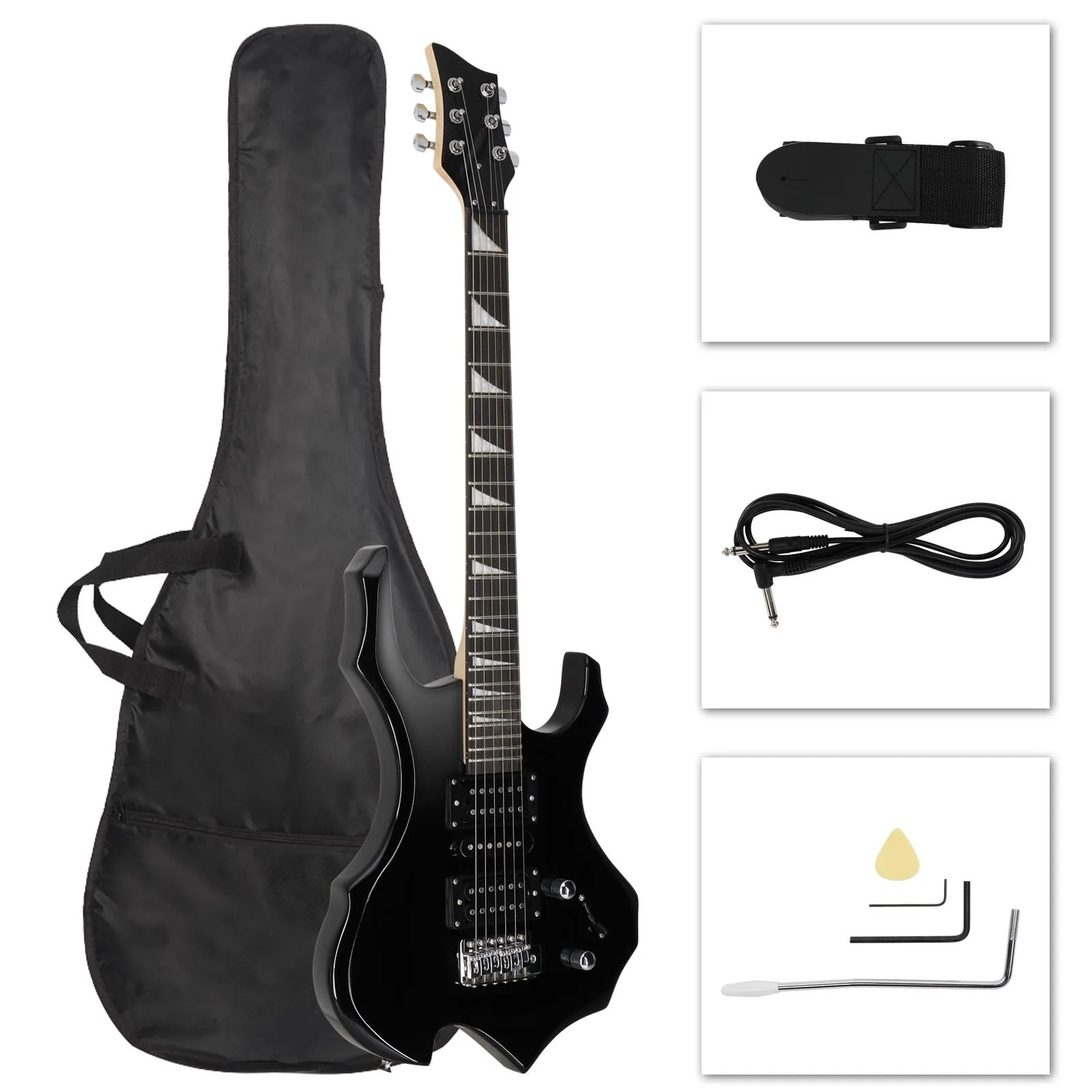 

New Electric Guitar Black Flame Type Right-Handed School Band Student Gift