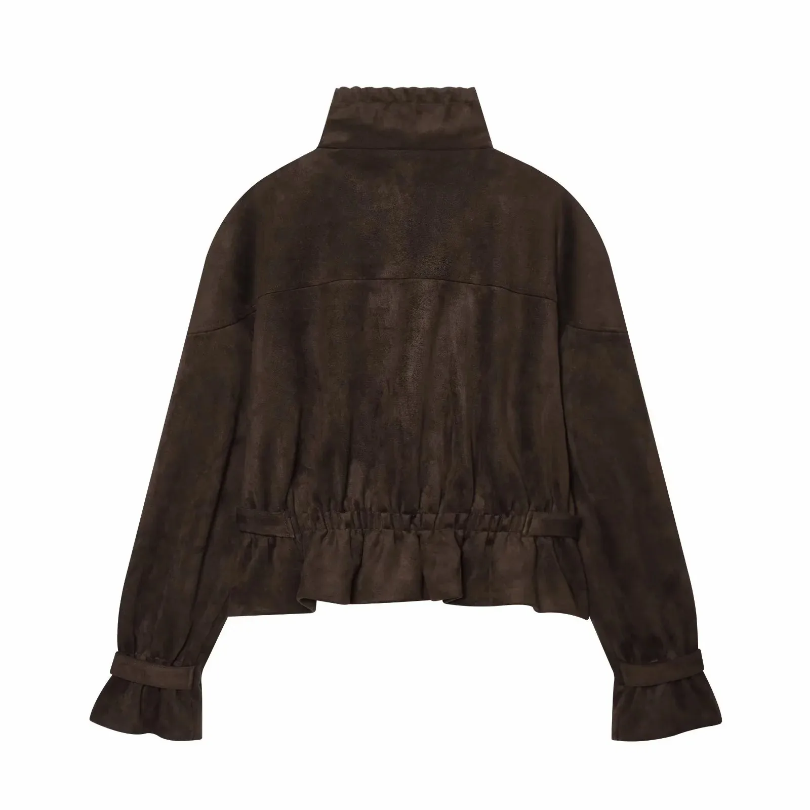 Damen 2026 Herbst Winter Retro Elegante Jacke Damen Kunstwildleder Lässiger Schicker Reißverschluss-Mantel Trendiger Streetwear-Pendlermantel Brauner Damenmantel – Detail 3