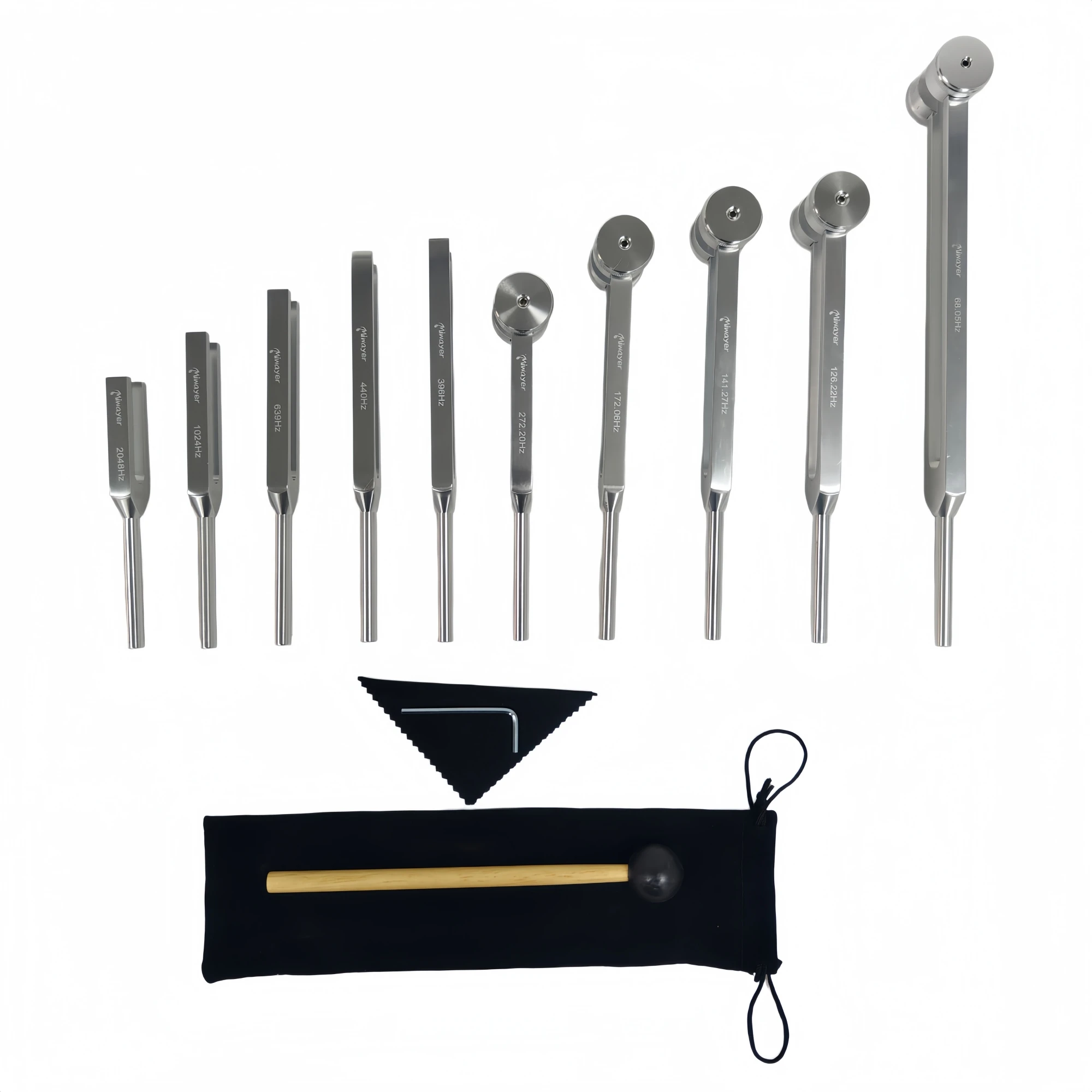 Miwayer Tuning Forks 128/136.1/256/285/369/384/417/432/440/444/512/528/741/852/963/4096Hz & Unwtd w/ Activator for Chakra Calm
