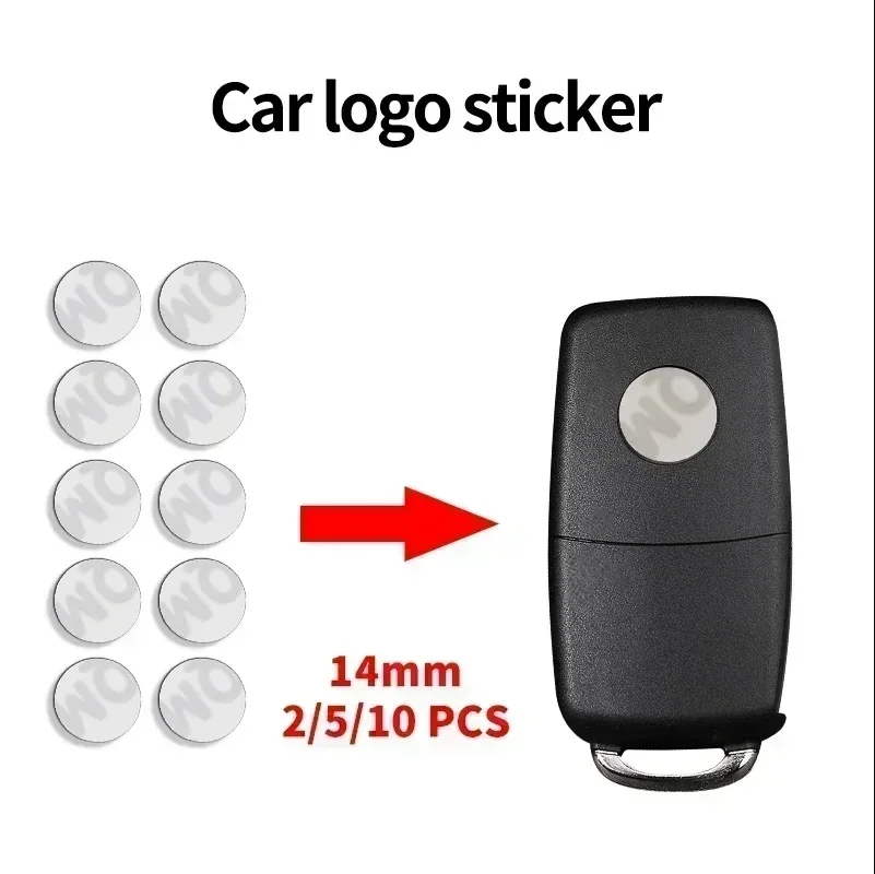 14mm Car Key Sticker Aluminum Decals for Volkswagen Toyota Nissan Chevrolet Honda Mazda Hyundai Suzuki Skoda Mitsubishi Citroen